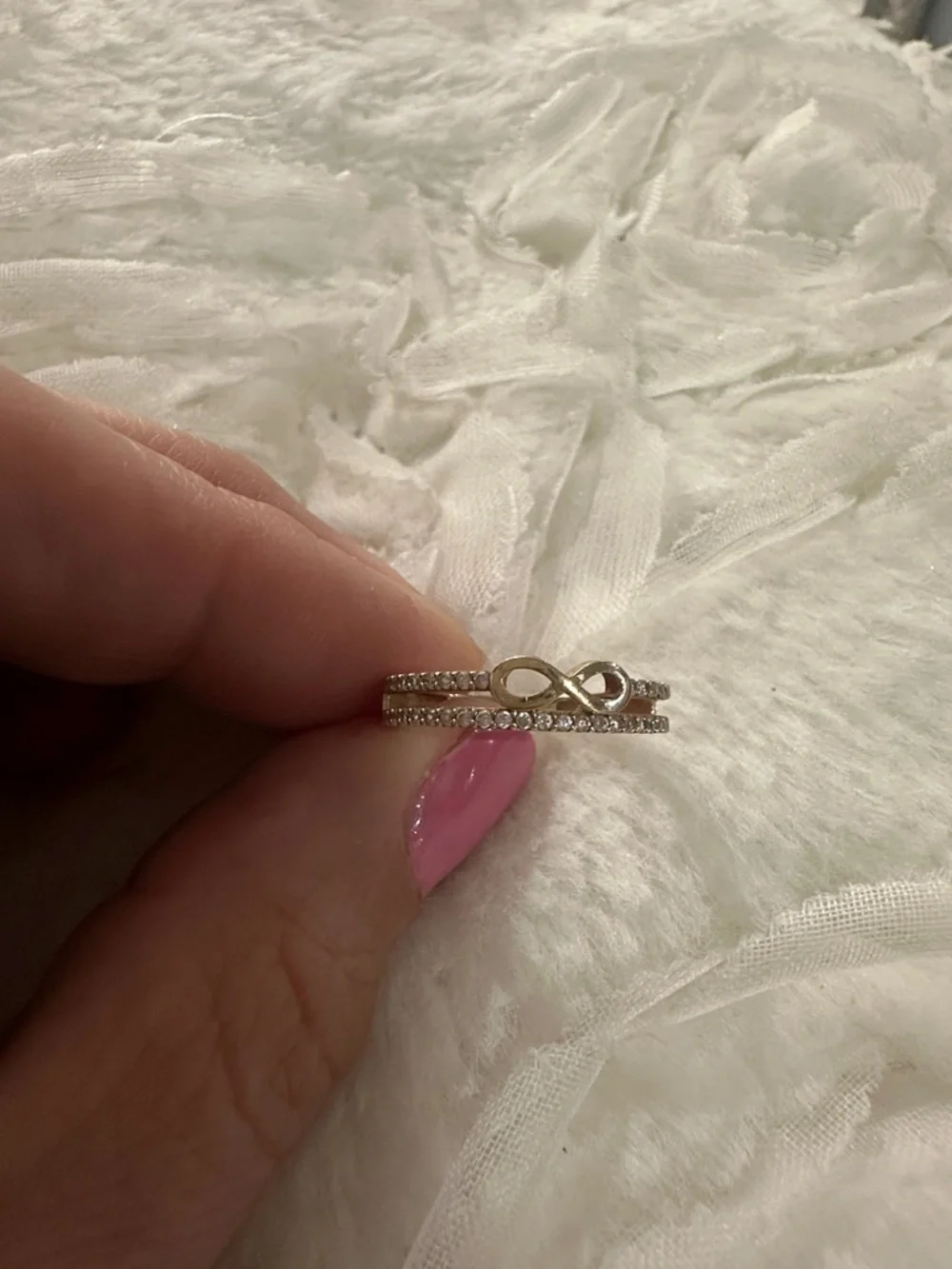 Delicate Infinity Stackable Ring - Real 14K Gold Size 7 - Picture 3 of 7